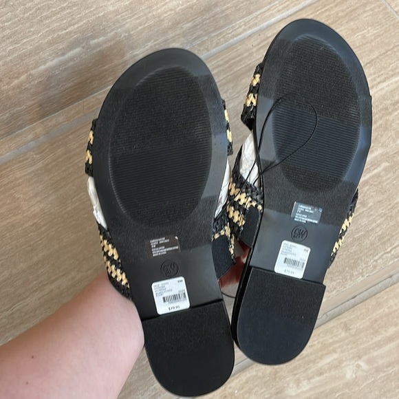 LANE BRYANT NWT Womens Size 9W Dream Cloud Criss-Cross Raffia Slide Black Tan - Picture 7 of 8